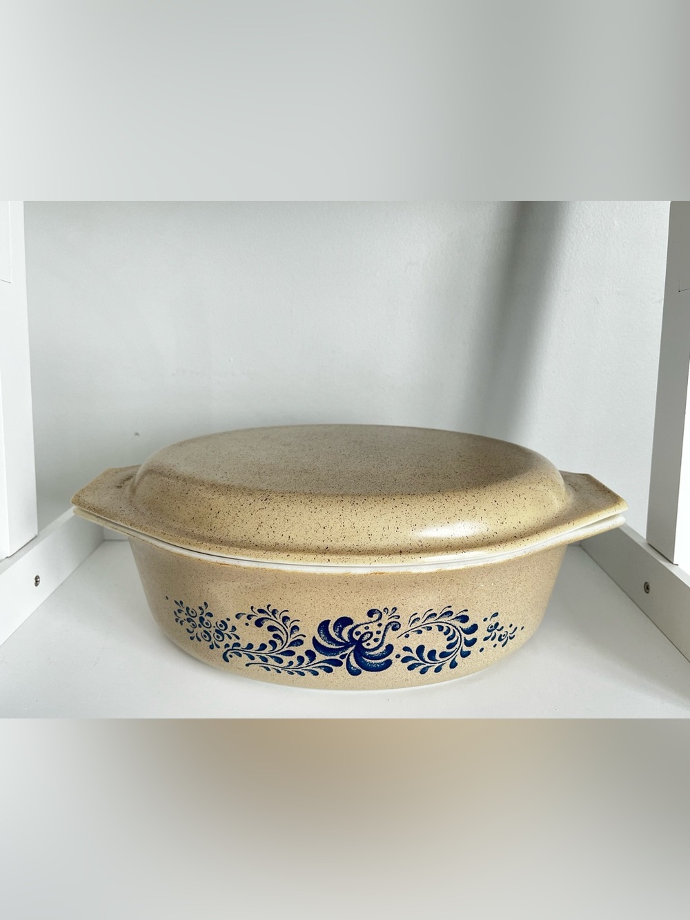 Pyrex Homestead Pattern 2 1/2 QT Brown Speckled Casserole Matching Lid bowl READ